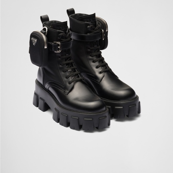 Prada Monolith leather and Re-Nylon boots with pouch - Picture 1 of 6